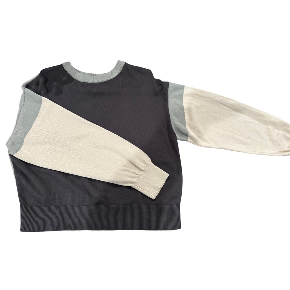 Monrow Neutral Color Blocked Sweater Small